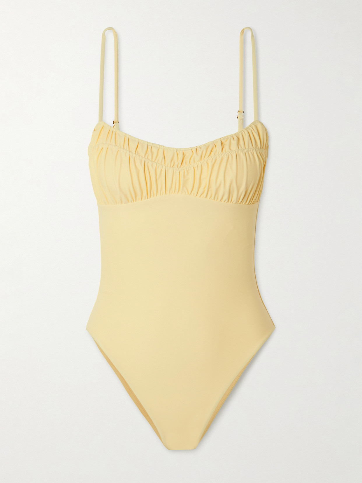 Faithfull Rocio Ruched Recycled Swimsuit In Yellow