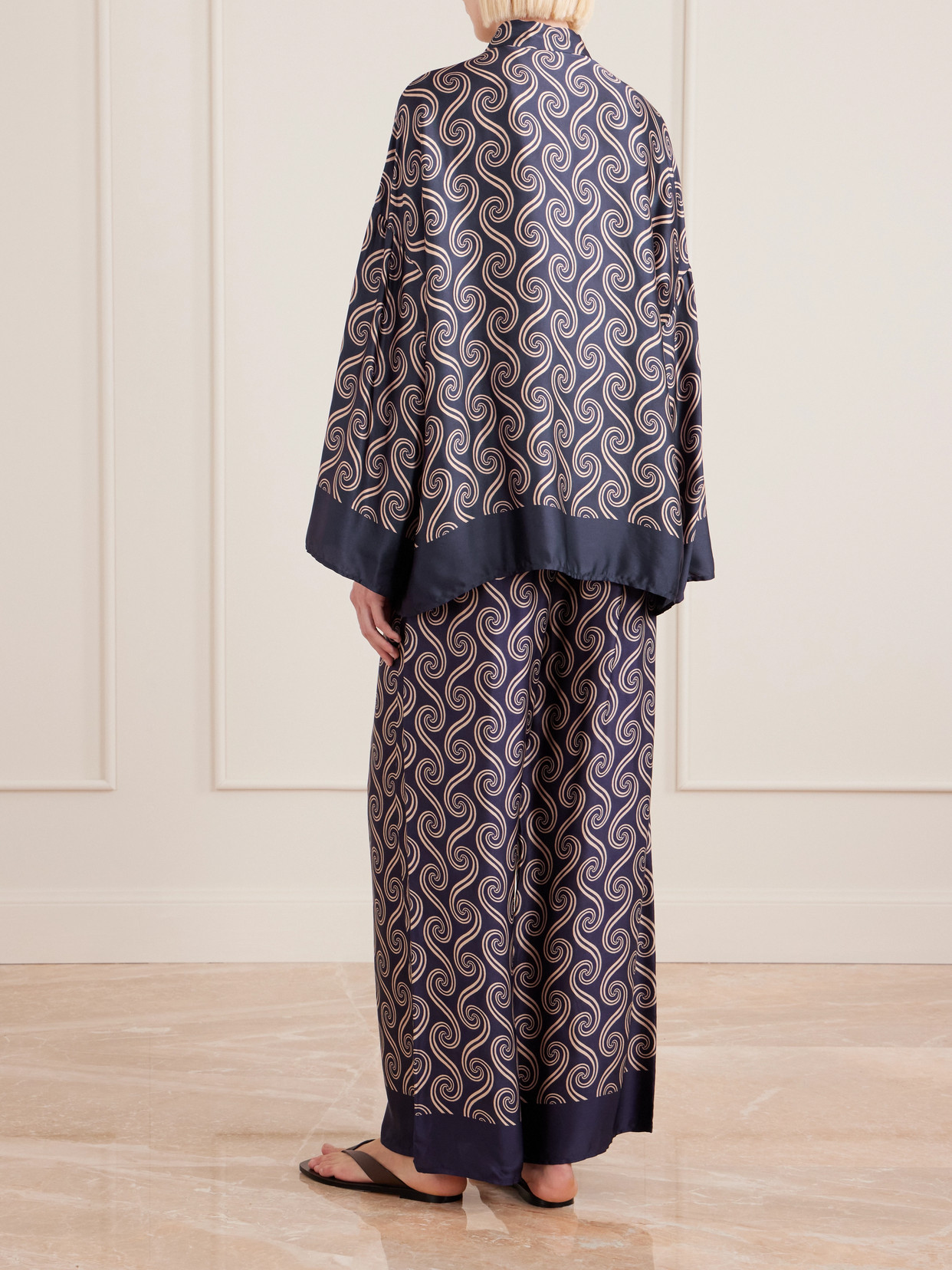 Faithfull Cora Printed Satin Shirt In Blue