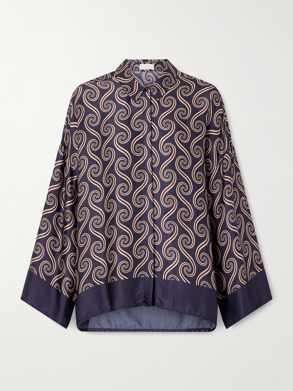 Faithfull Cora Printed Satin Shirt In Blue