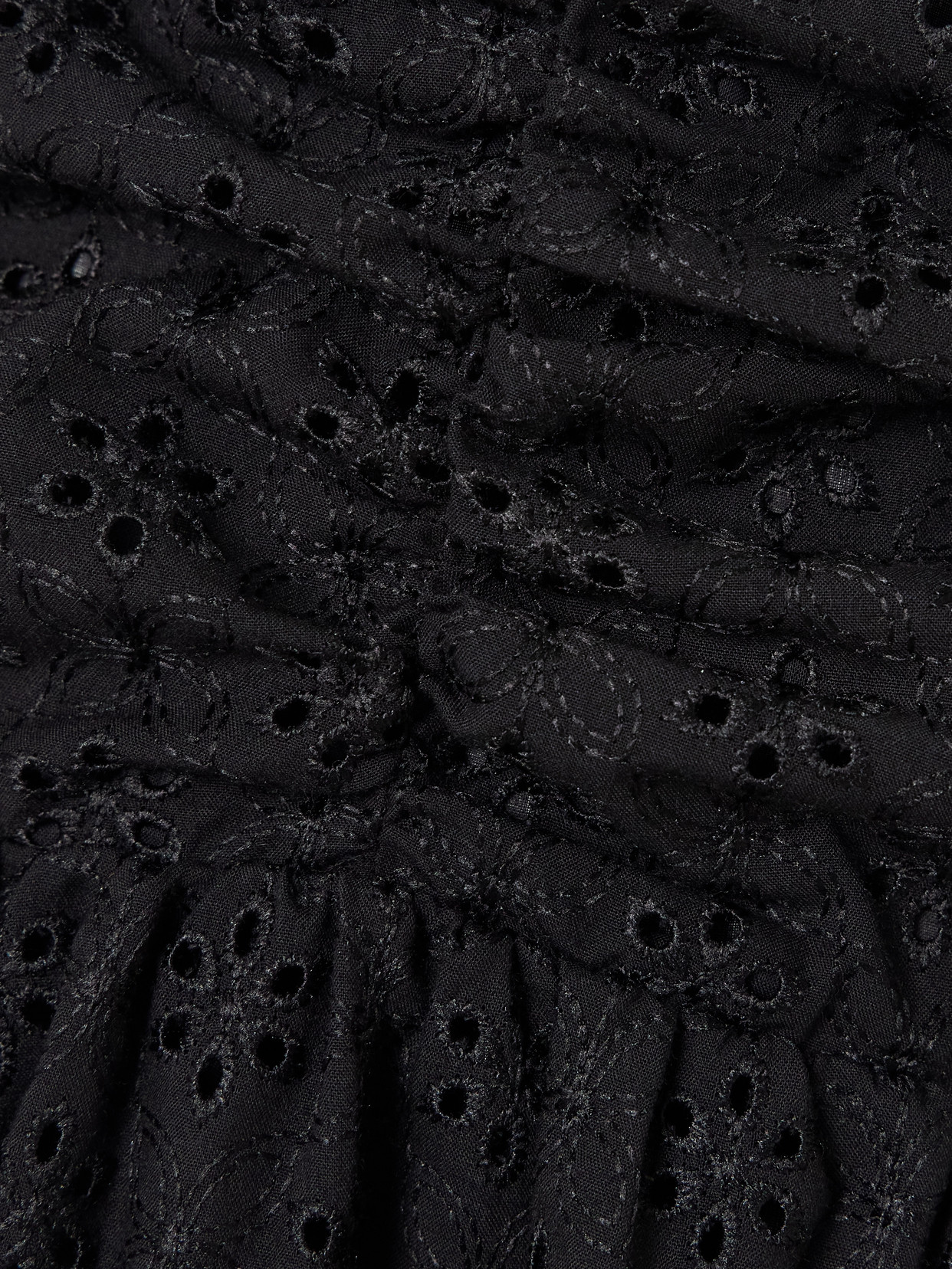 Faithfull Lia Strapless Ruched Broderie Anglaise Maxi Dress In Black