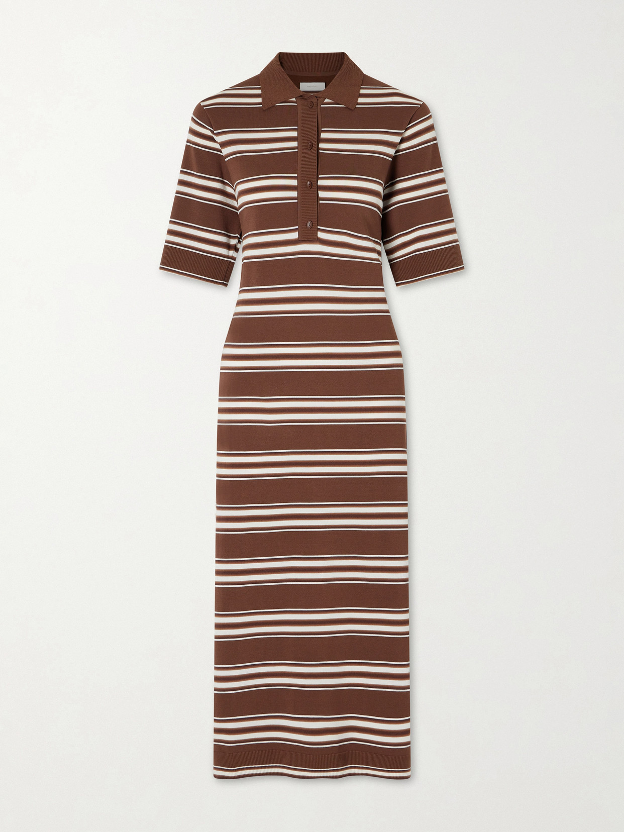 Faithfull Santiago Striped Cotton-blend Midi Dress In Brown