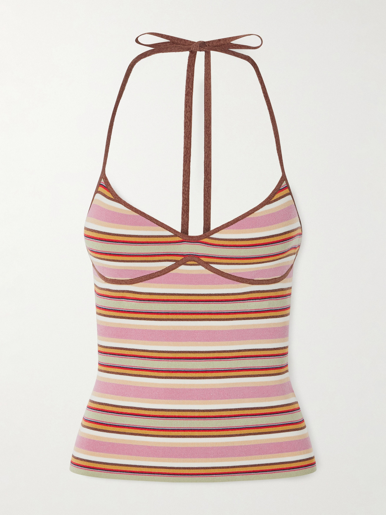 Faithfull Citara Striped Knitted Halterneck Tank In Pink