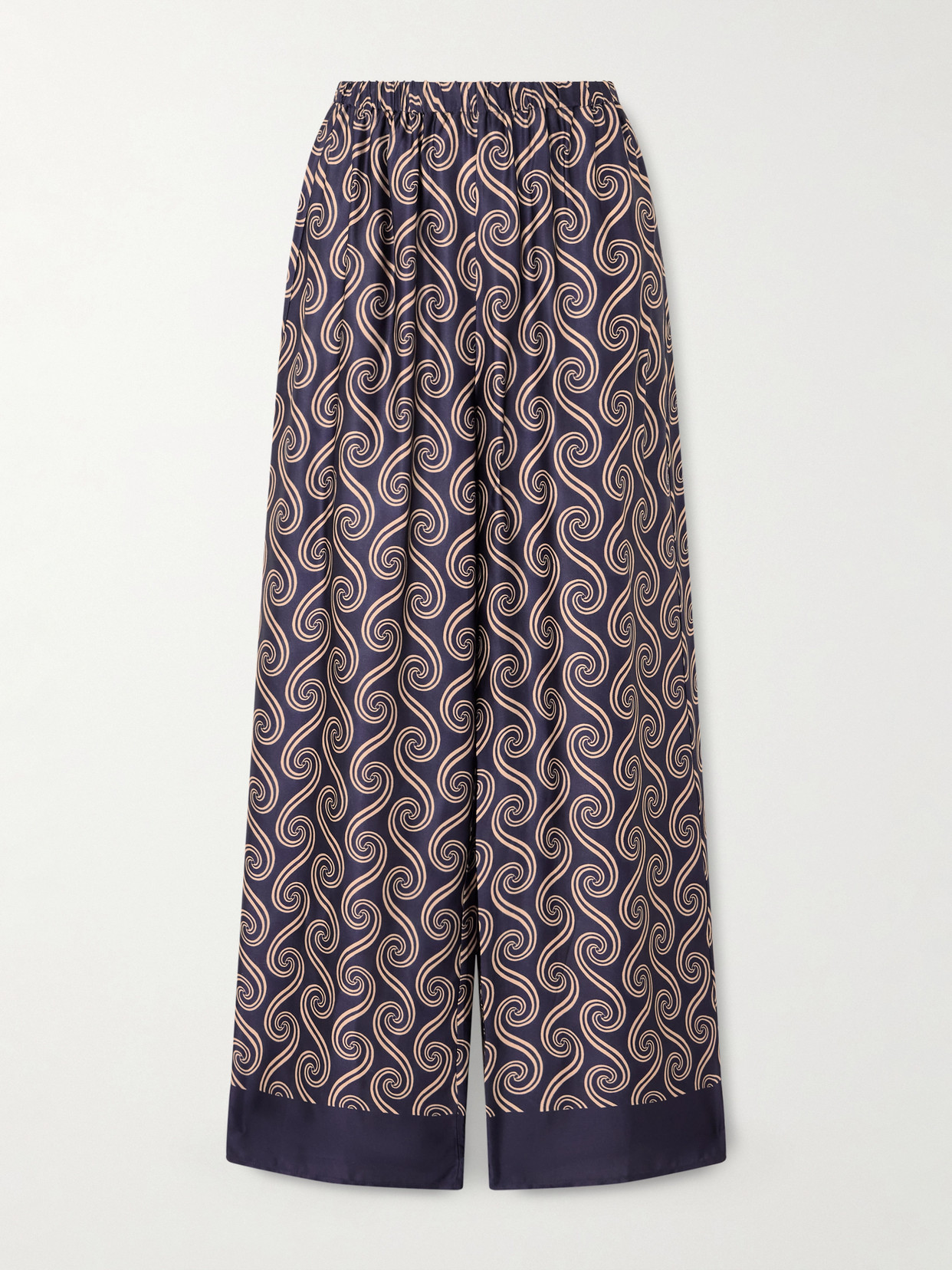 Faithfull Jensen Printed Satin Wide-leg Pants In Blue