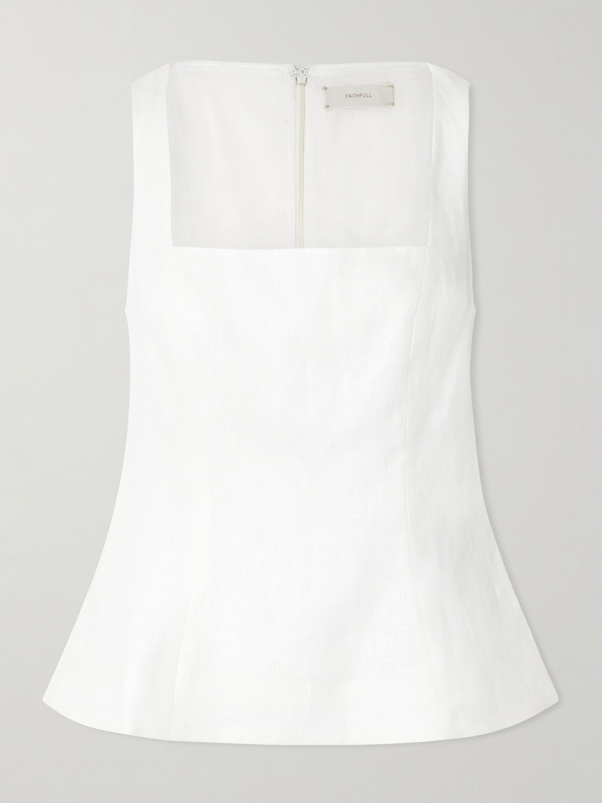 Faithfull Mina Linen Peplum Top In White