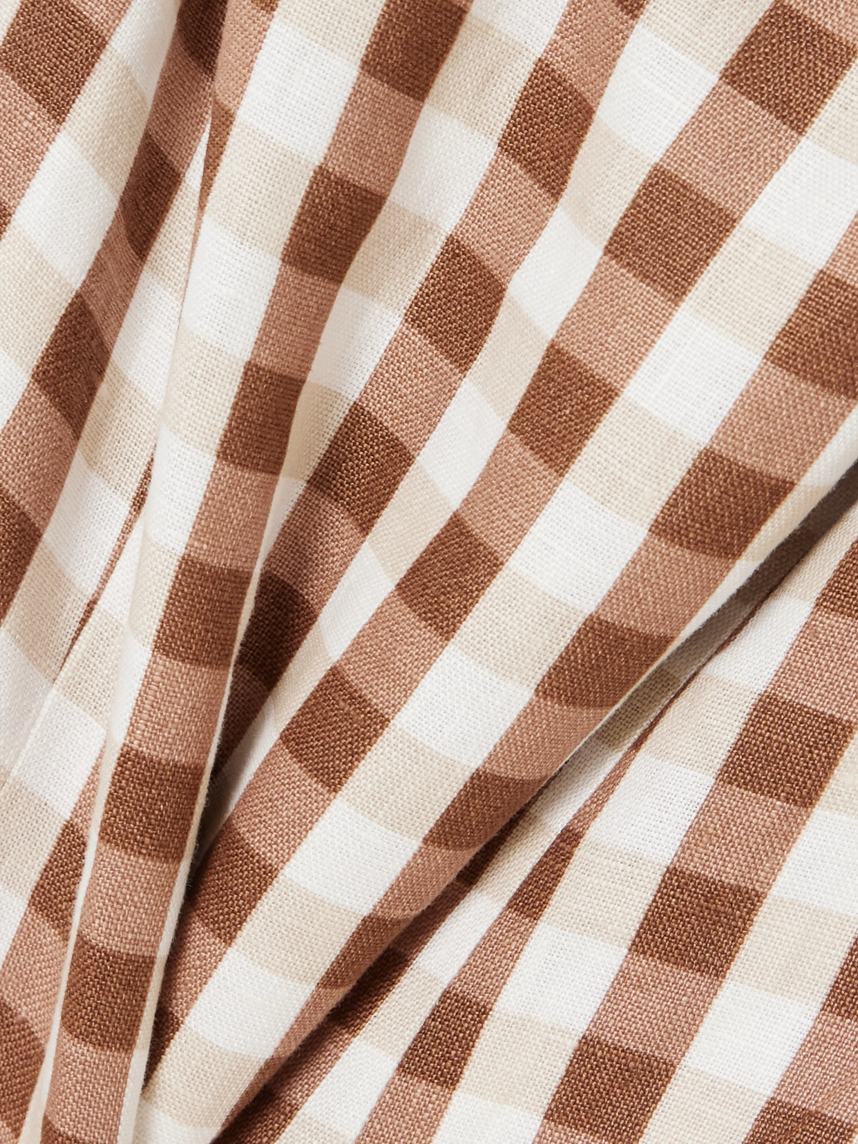 Faithfull Ana Gingham Linen Peplum Top In Brown