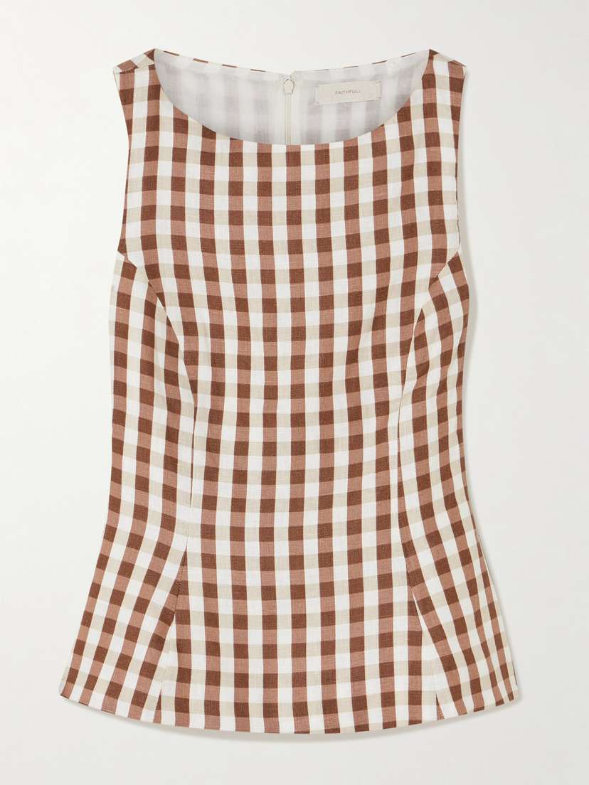 Faithfull Ana Gingham Linen Peplum Top