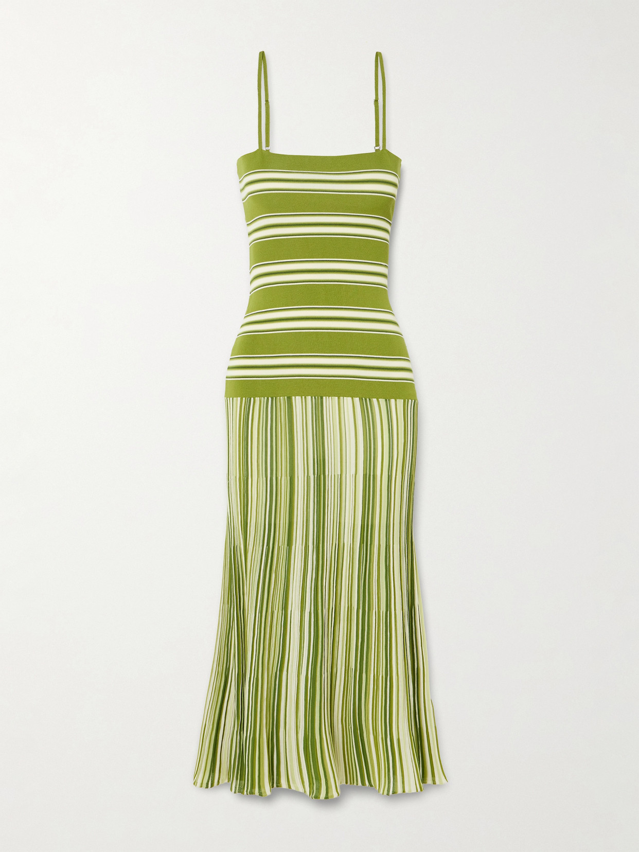 Faithfull Esenia Striped Cotton-blend Maxi Dress In Green