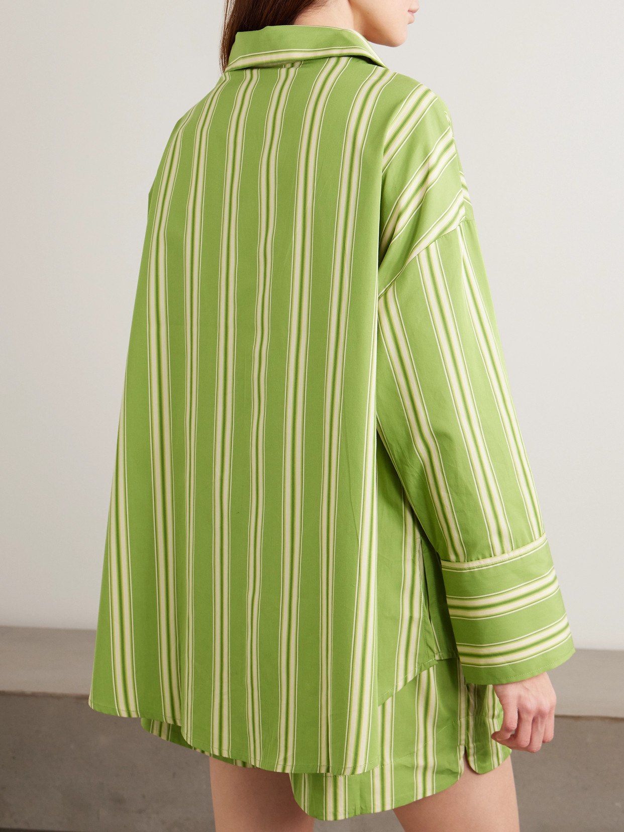 Faithfull Clemente Striped Cotton-poplin Shirt In Green