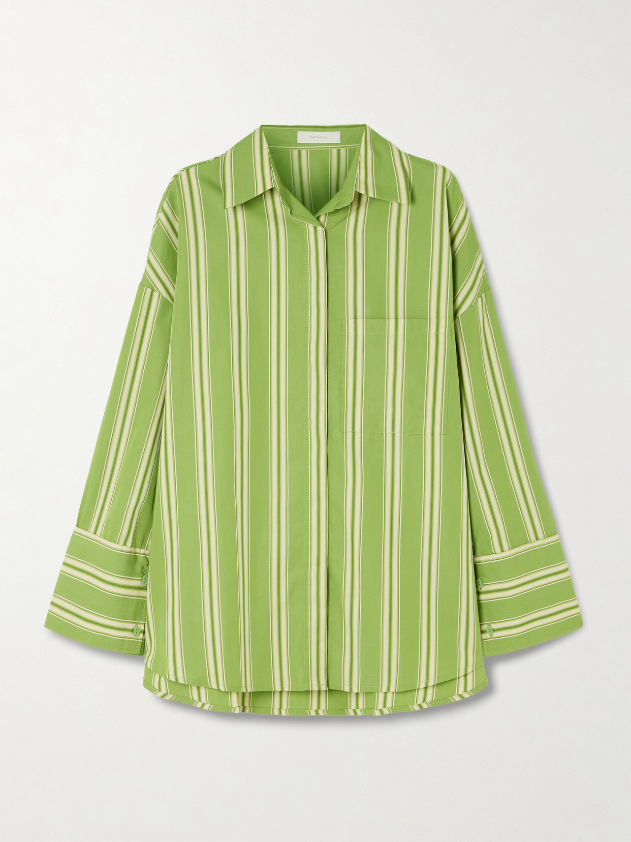 Faithfull Clemente Striped Cotton-poplin Shirt In Green
