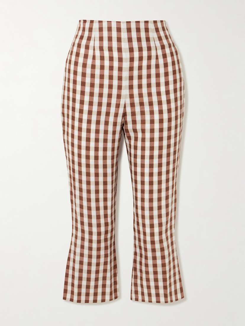 Faithfull Valeria Gingham Linen Straight-leg Capri Pants
