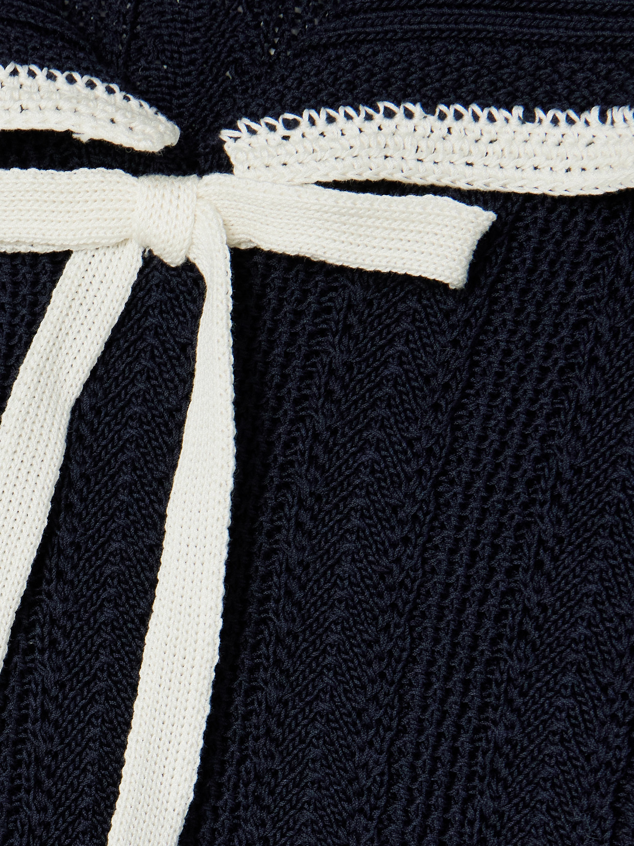 Pippa Bow-Detailed Two-Tone Cotton Sweater