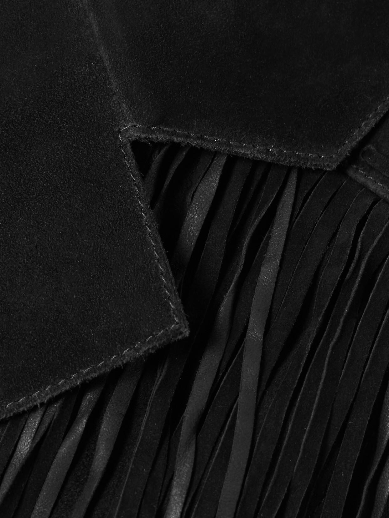 Rixo London Darragh Fringed Double-breasted Suede Jacket In Black