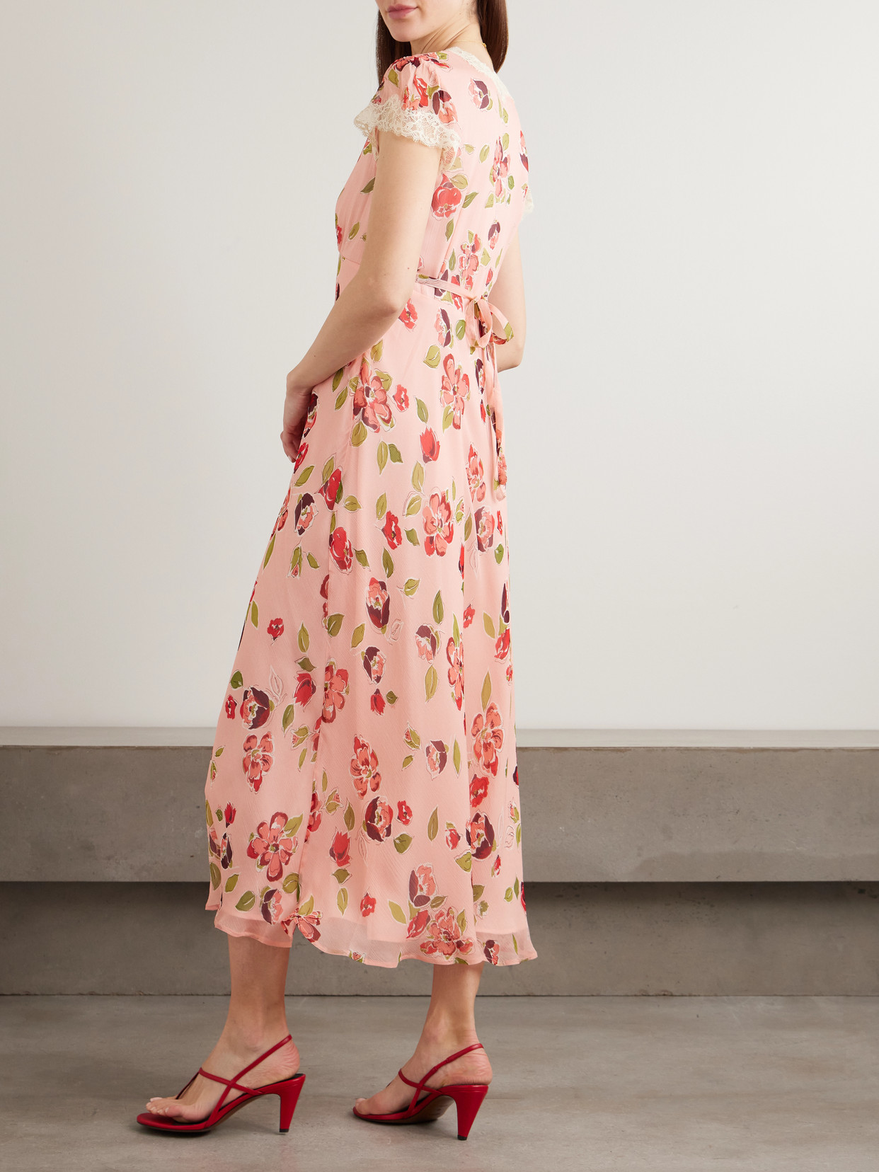 Rixo London Womens Kimmie Floral Pink Clarice Floral-print Chiffon Midi Dress In Multi