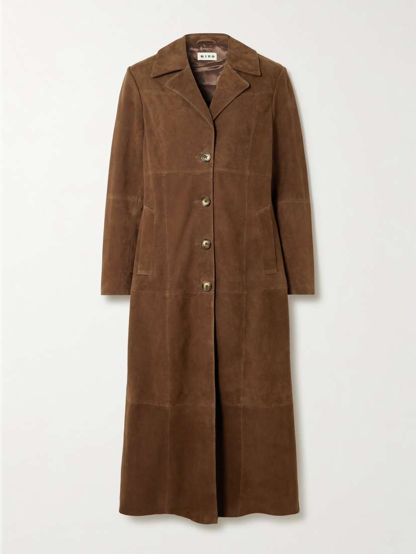 Rixo Astraea Paneled Suede Coat