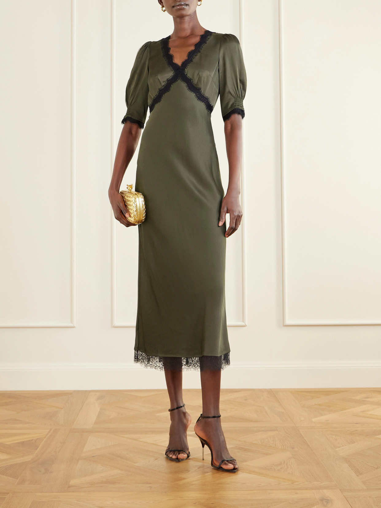 green rixo dress Losanna Satin Gown in Forest Green main image 0
