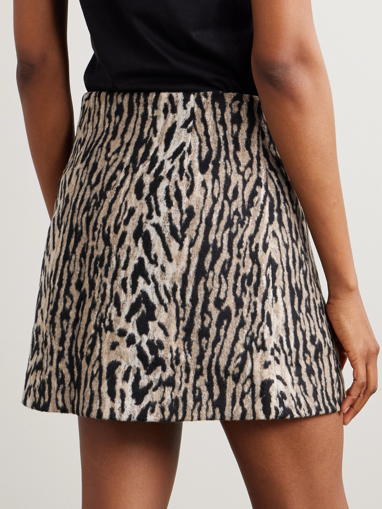 Rixo London Mariah Leopard-print Felt Mini Skirt In Brown