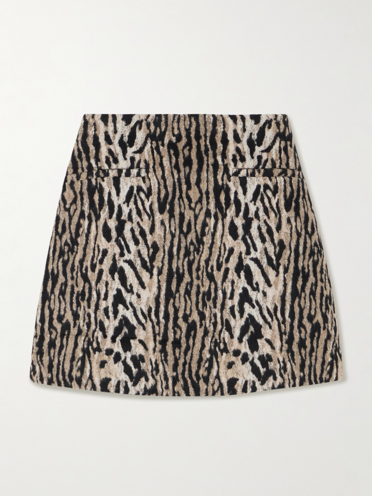 Rixo London Mariah Leopard-print Felt Mini Skirt In Brown