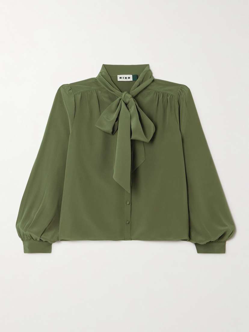 Rixo Melaina Pussy-bow Silk Crepe De Chine Blouse