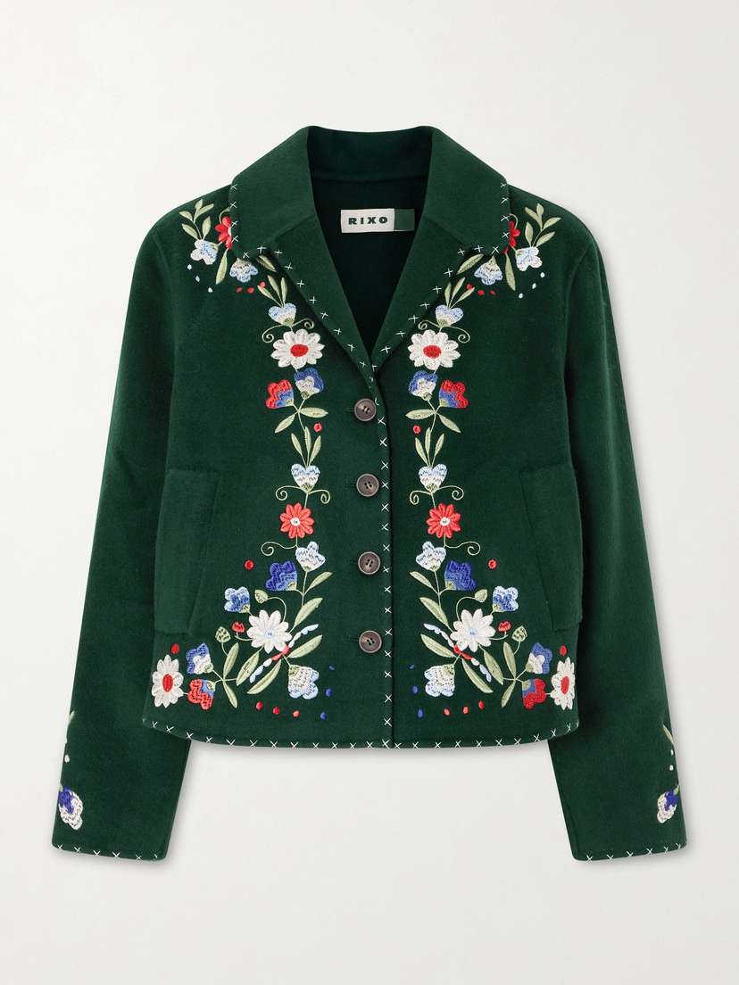 Rixo Jude Embroidered Wool-blend Felt Jacket