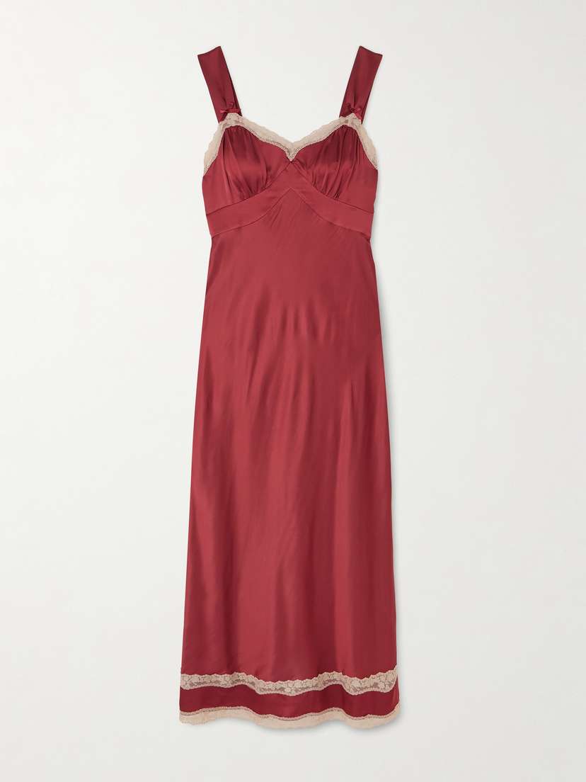 Rixo Lucie Lace-trimmed Crepe De Chine Midi Dress