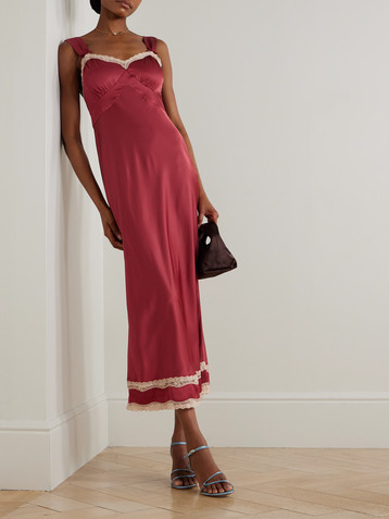 RIXO Lucie lace-trimmed crepe de chine midi dress