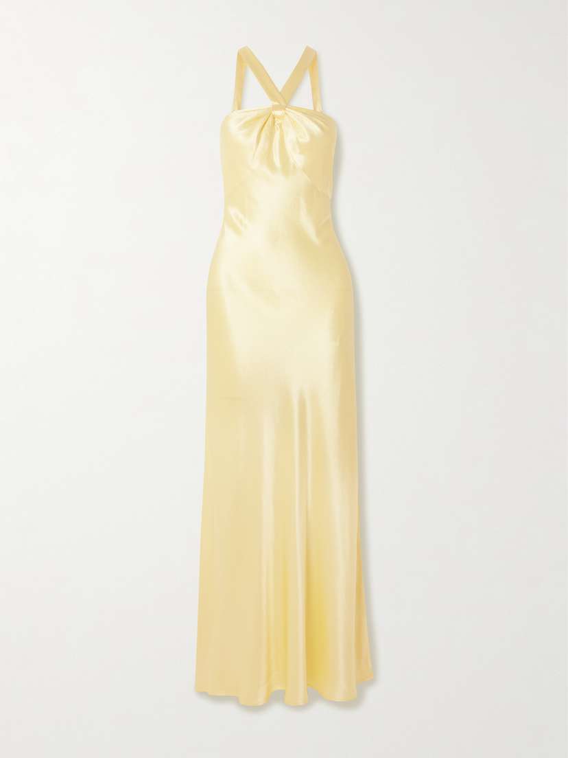 Rixo Losanna Satin Halterneck Maxi Dress