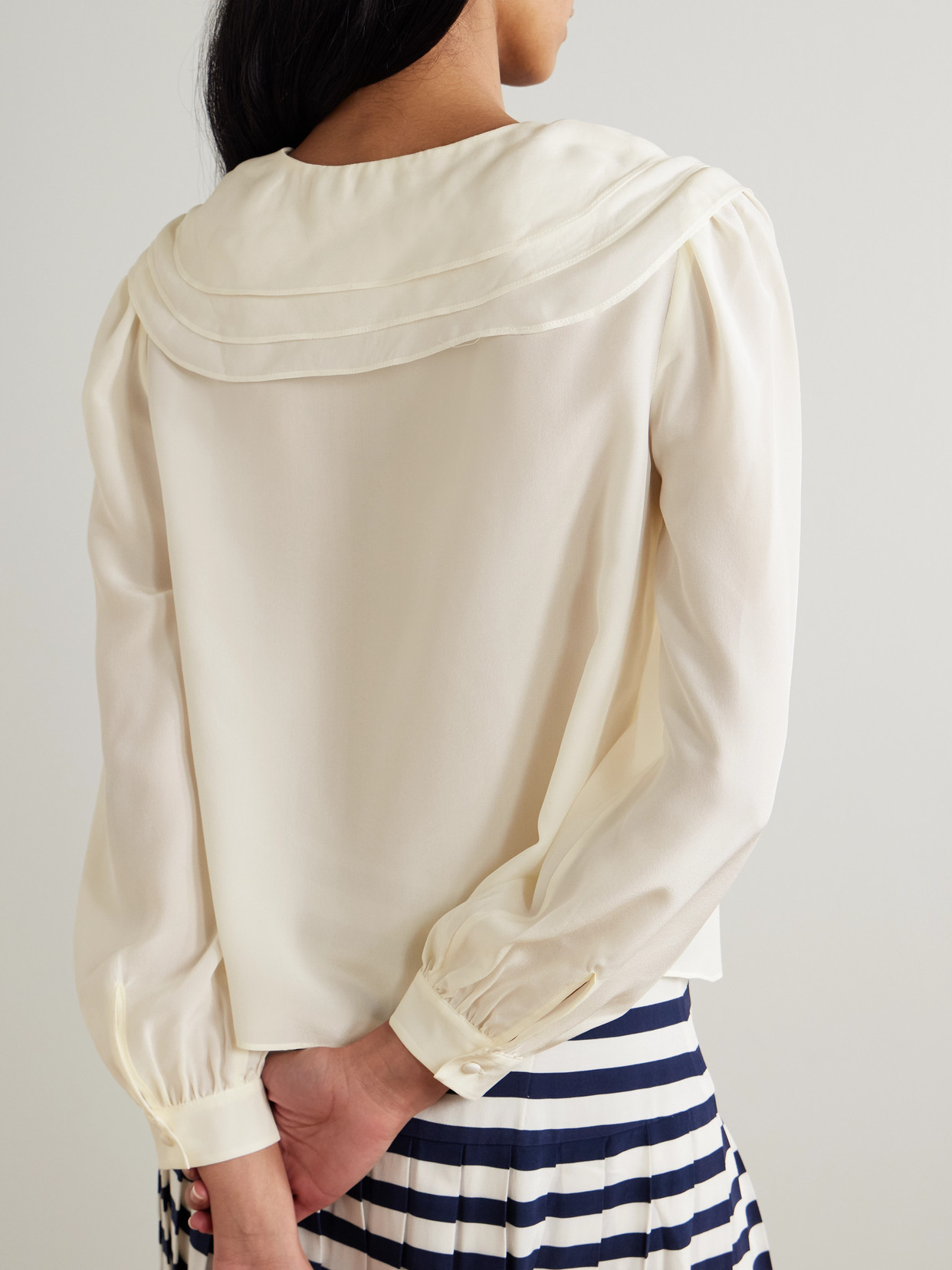 Emelin Layered Appliquéd Silk Crepe De Chine Blouse
