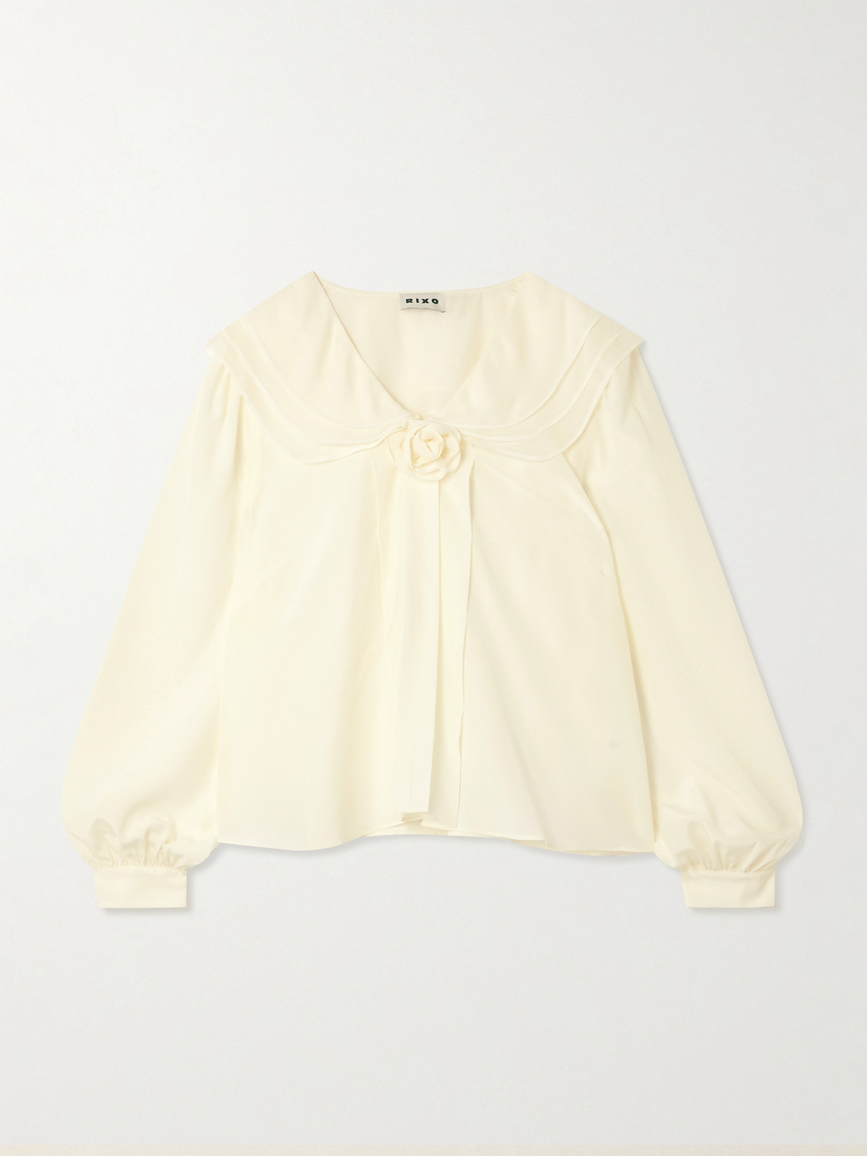 Rixo London Emelin Layered Appliquéd Silk Crepe De Chine Blouse In Yellow