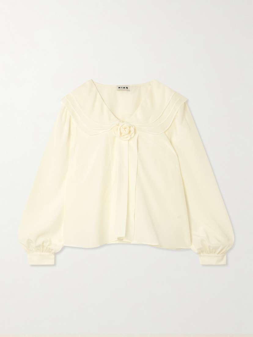 Rixo Emelin Layered Appliquéd Silk Crepe De Chine Blouse