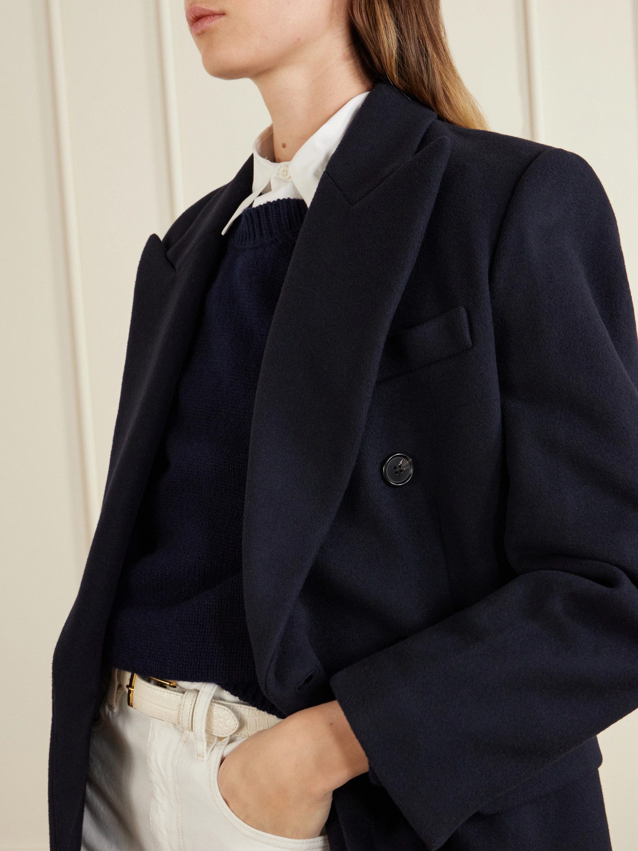Double-Breasted Wool-Blend Coat