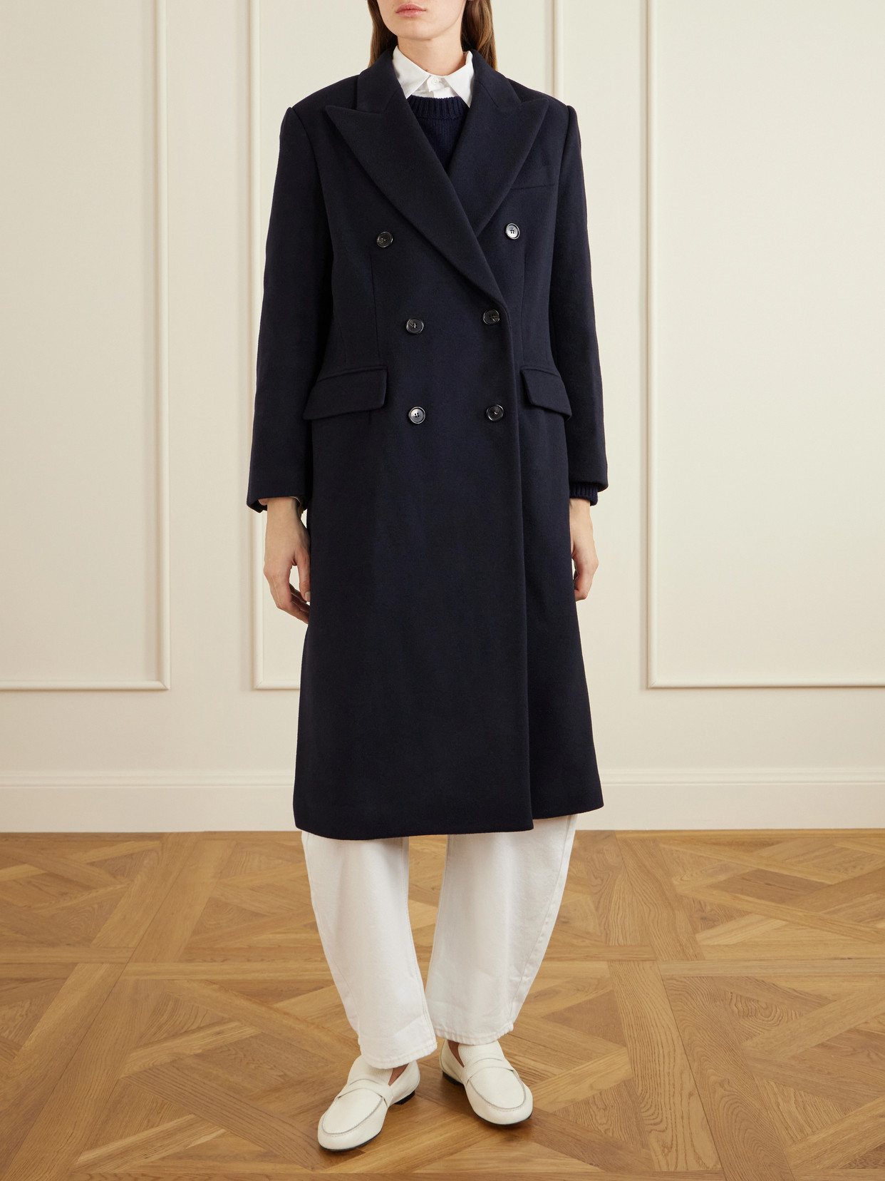 Double-Breasted Wool-Blend Coat
