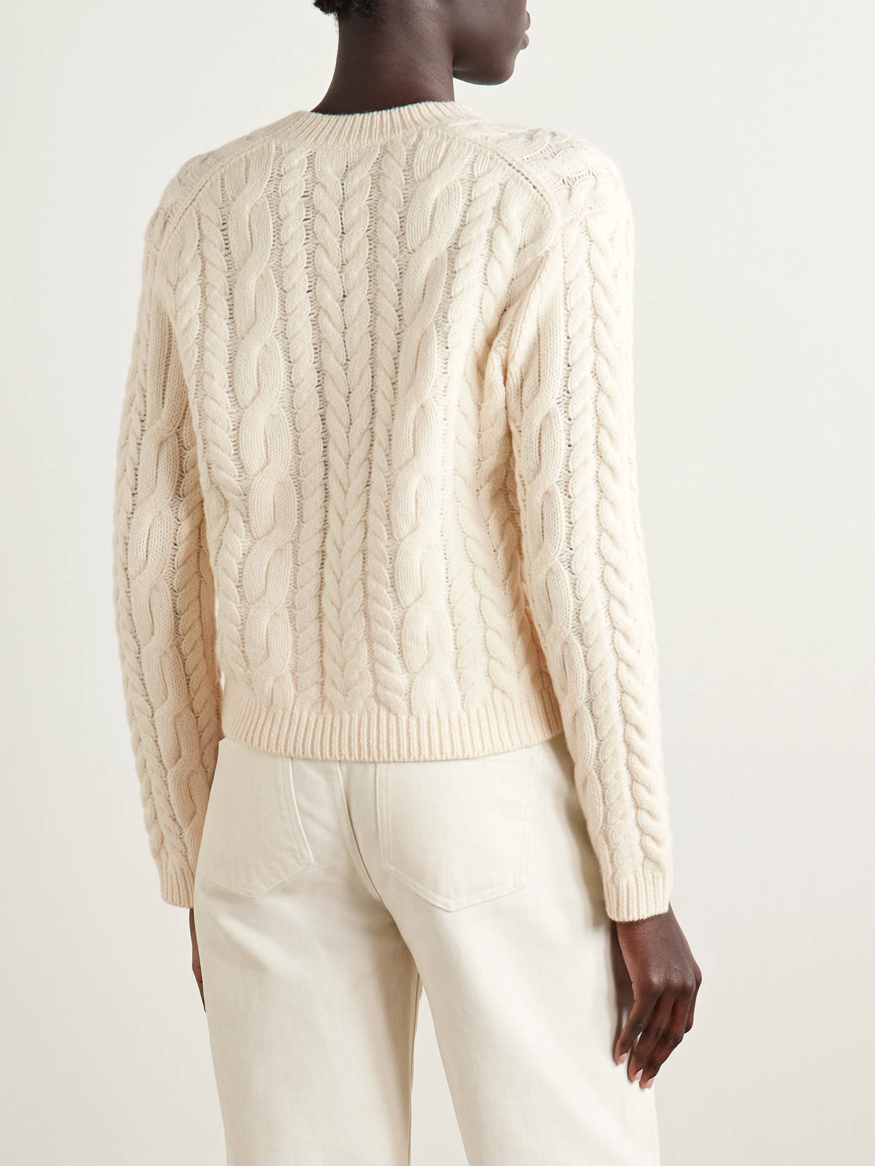 Theory Cable-knit Wool And Cashmere-blend Sweater In Neutral