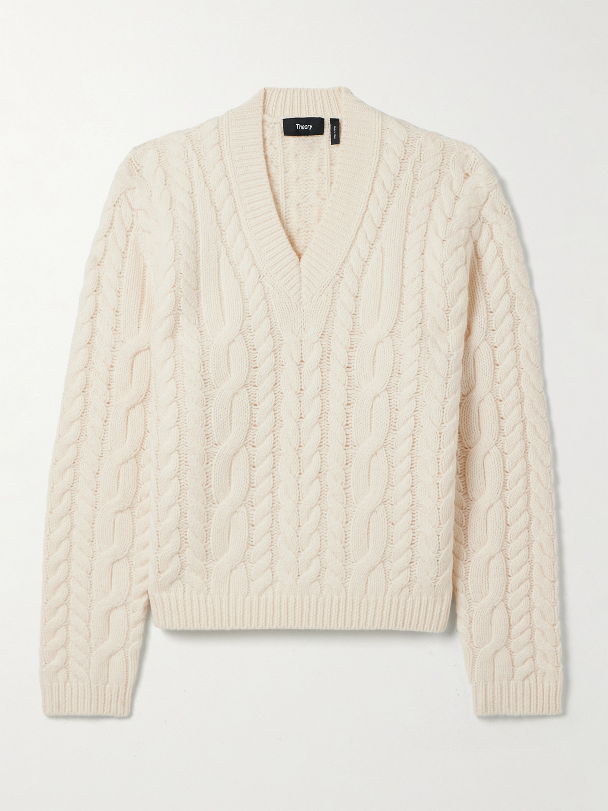 Theory Cable-knit Wool And Cashmere-blend Sweater In Neutral