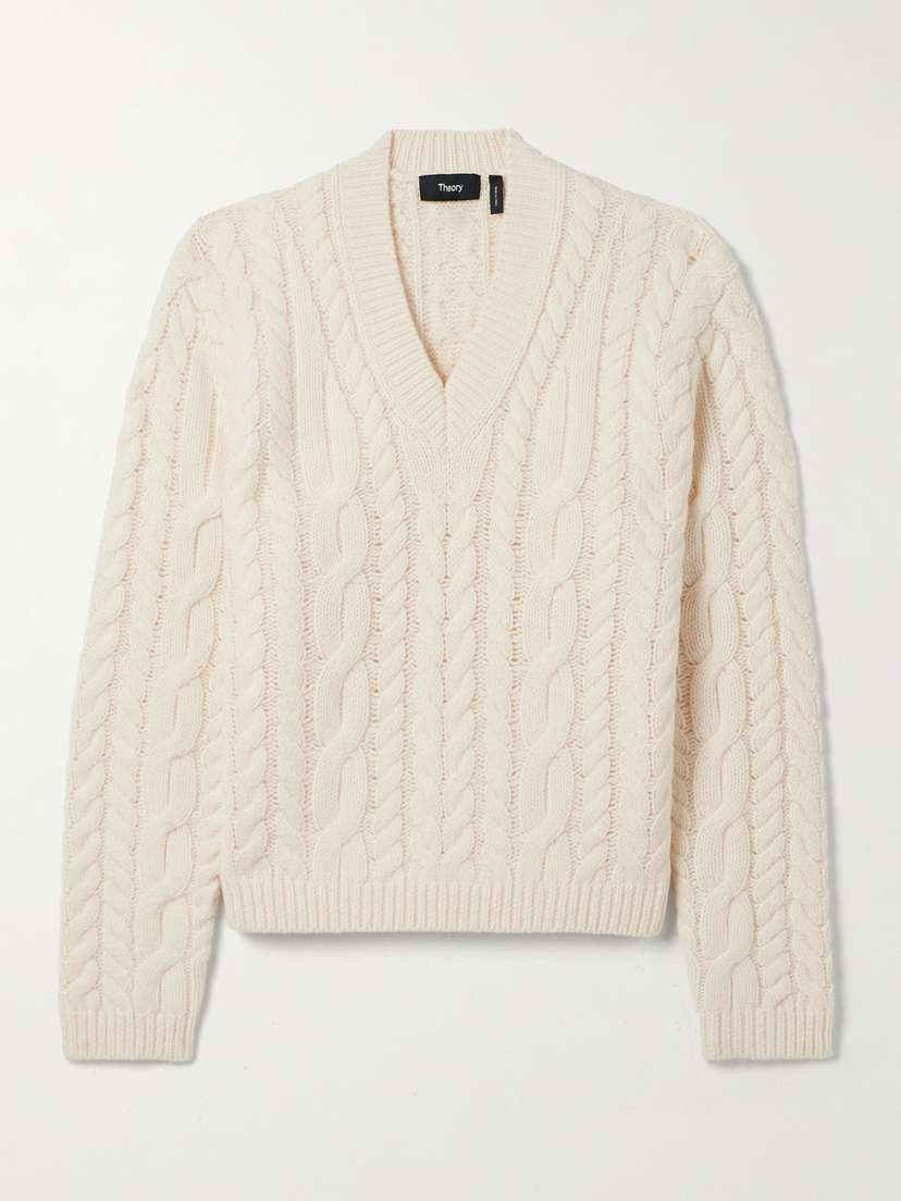 Theory Cable-knit Wool And Cashmere-blend Sweater