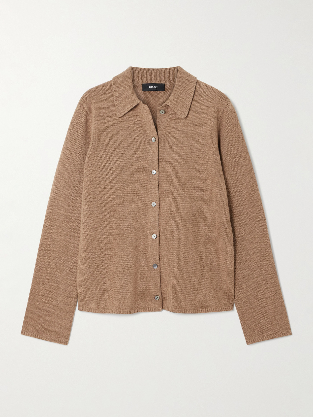 Theory Cashmere And Wool-blend Cardigan In Brown