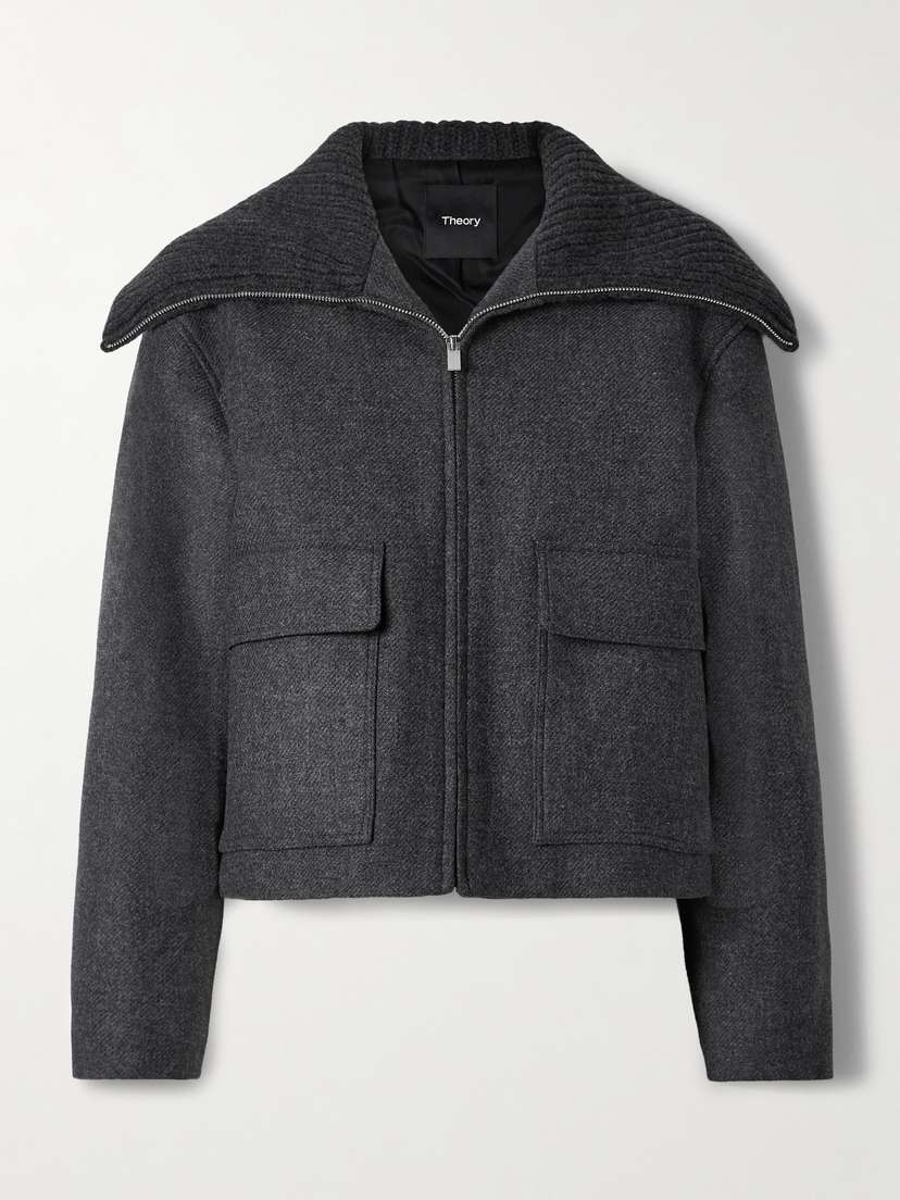 Theory Ribbed Wool-trimmed Wool-blend Twill Jacket