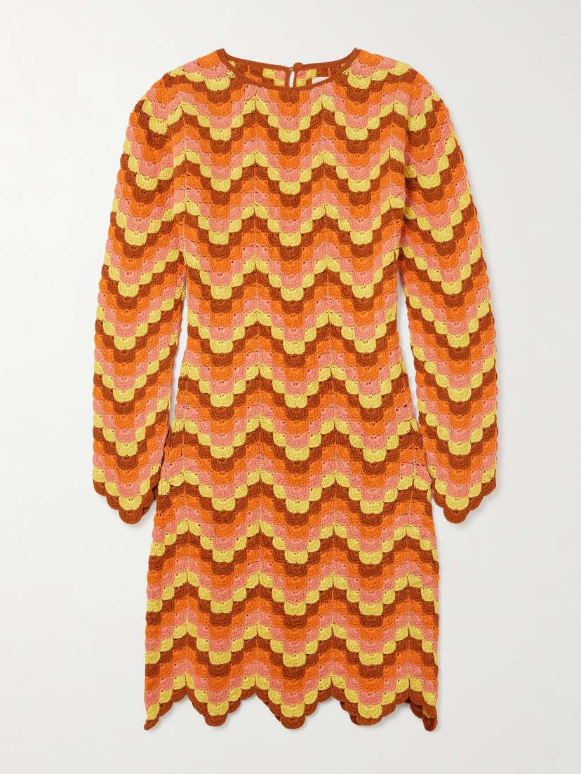 ESCVDO Victoria Scalloped Crocheted Cotton Mini Dress