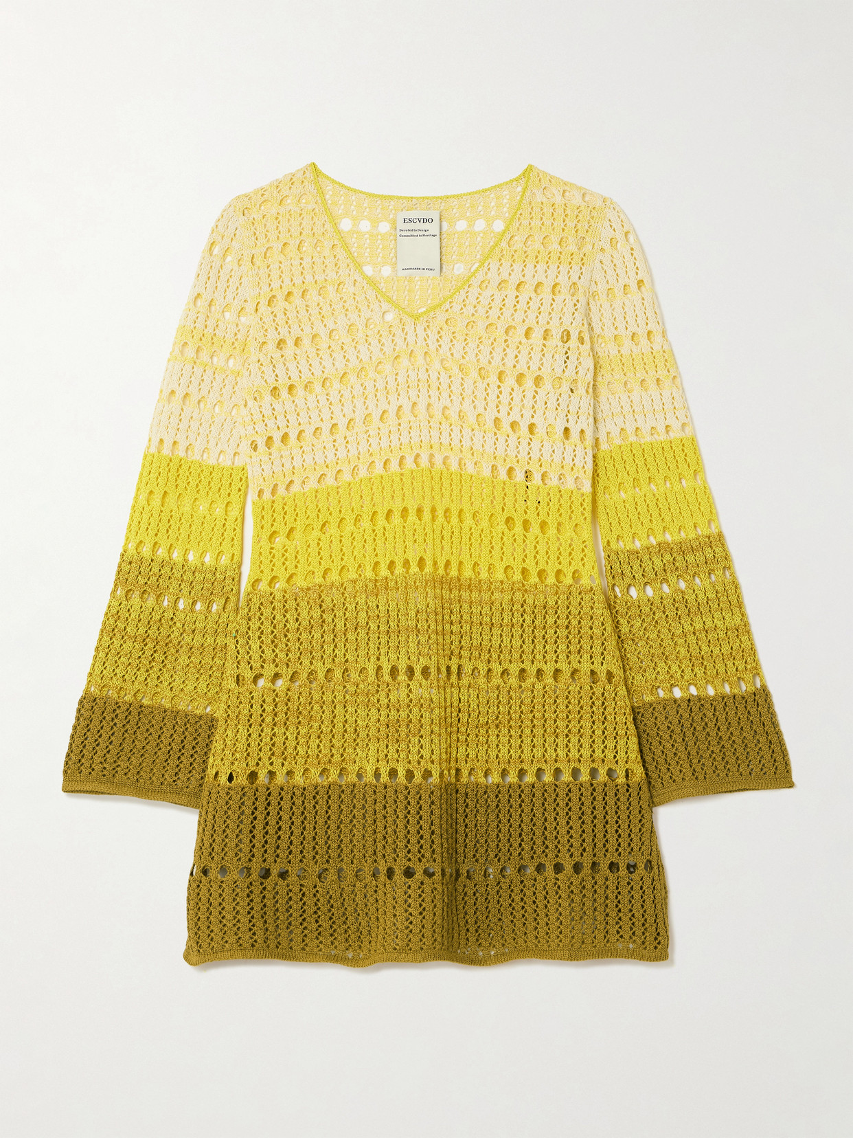 Escvdo Mishi Ombré Knitted Cotton Mini Dress In Yellow