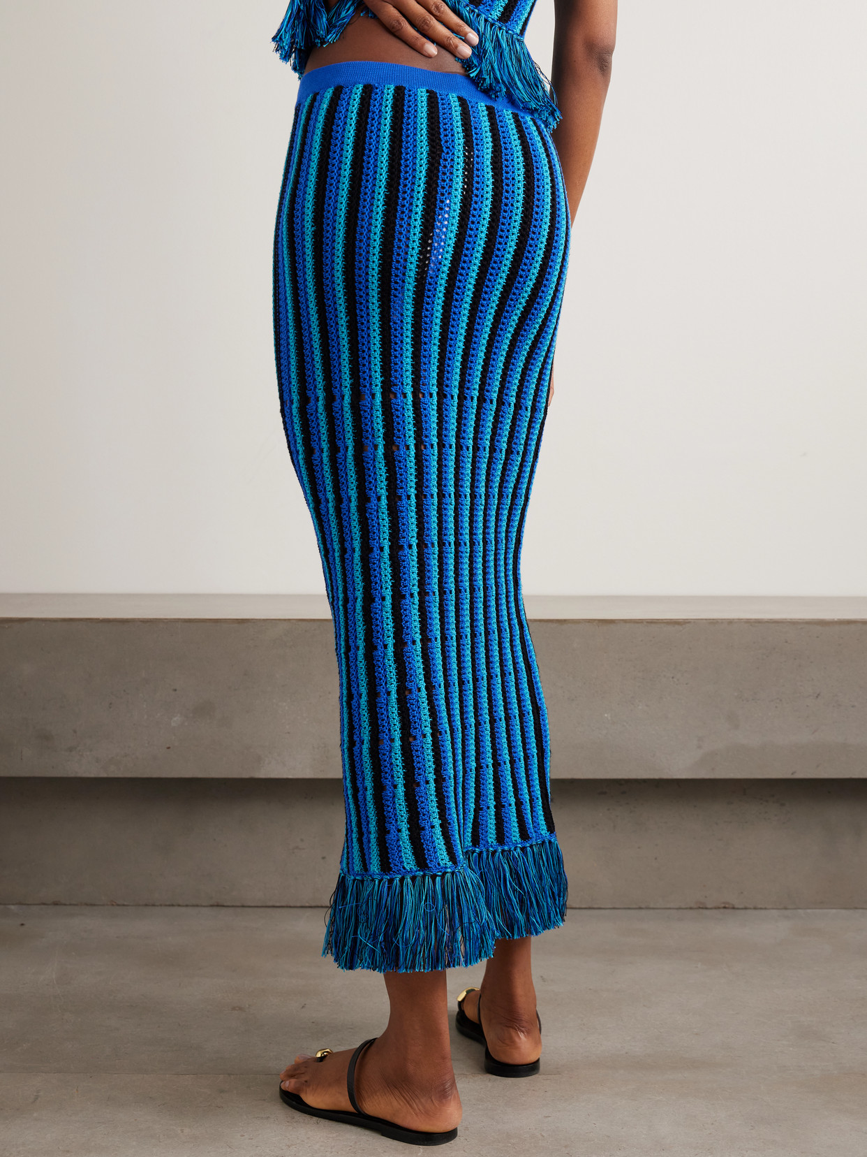 Misti Tasseled Open-Knit Cotton Maxi