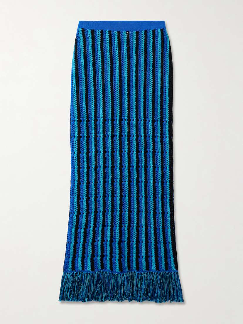 ESCVDO Misti Tasseled Open-knit Cotton Maxi Skirt