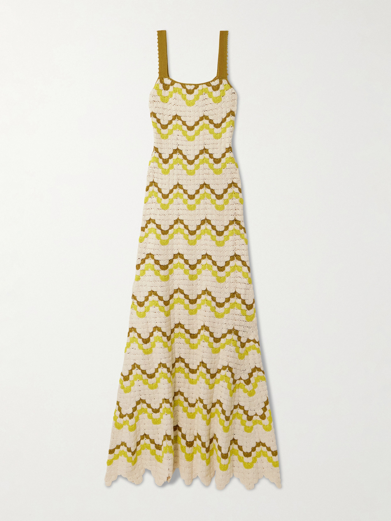 Escvdo Marea Scalloped Crocheted Cotton Maxi Dress In Multi