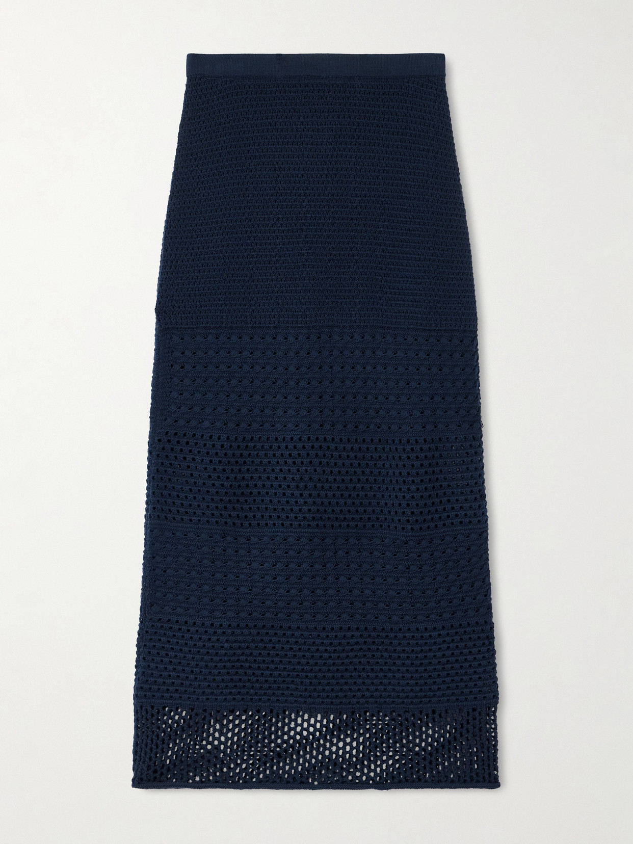 Escvdo Amada Crocheted Cotton Maxi Skirt In Blue