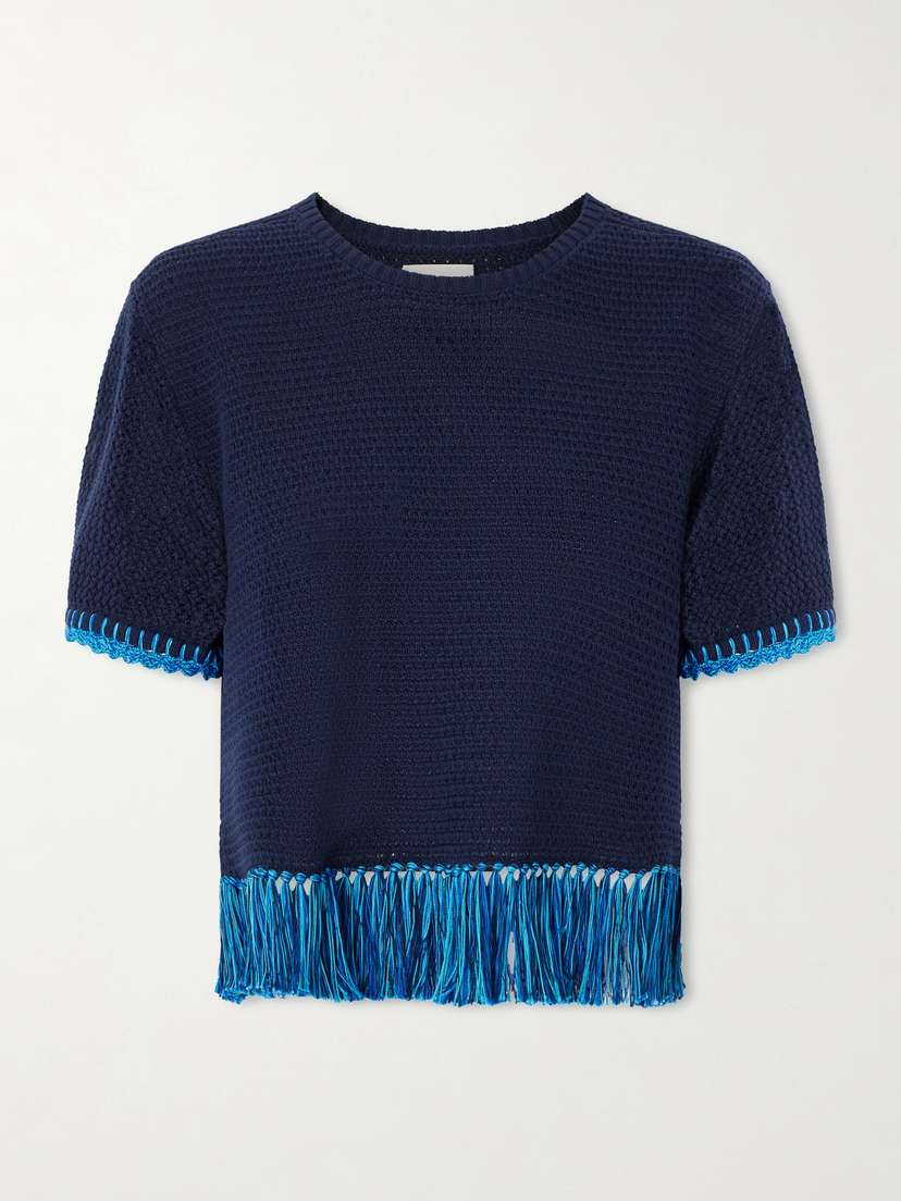 ESCVDO Amada Fringed Crocheted Cotton Top