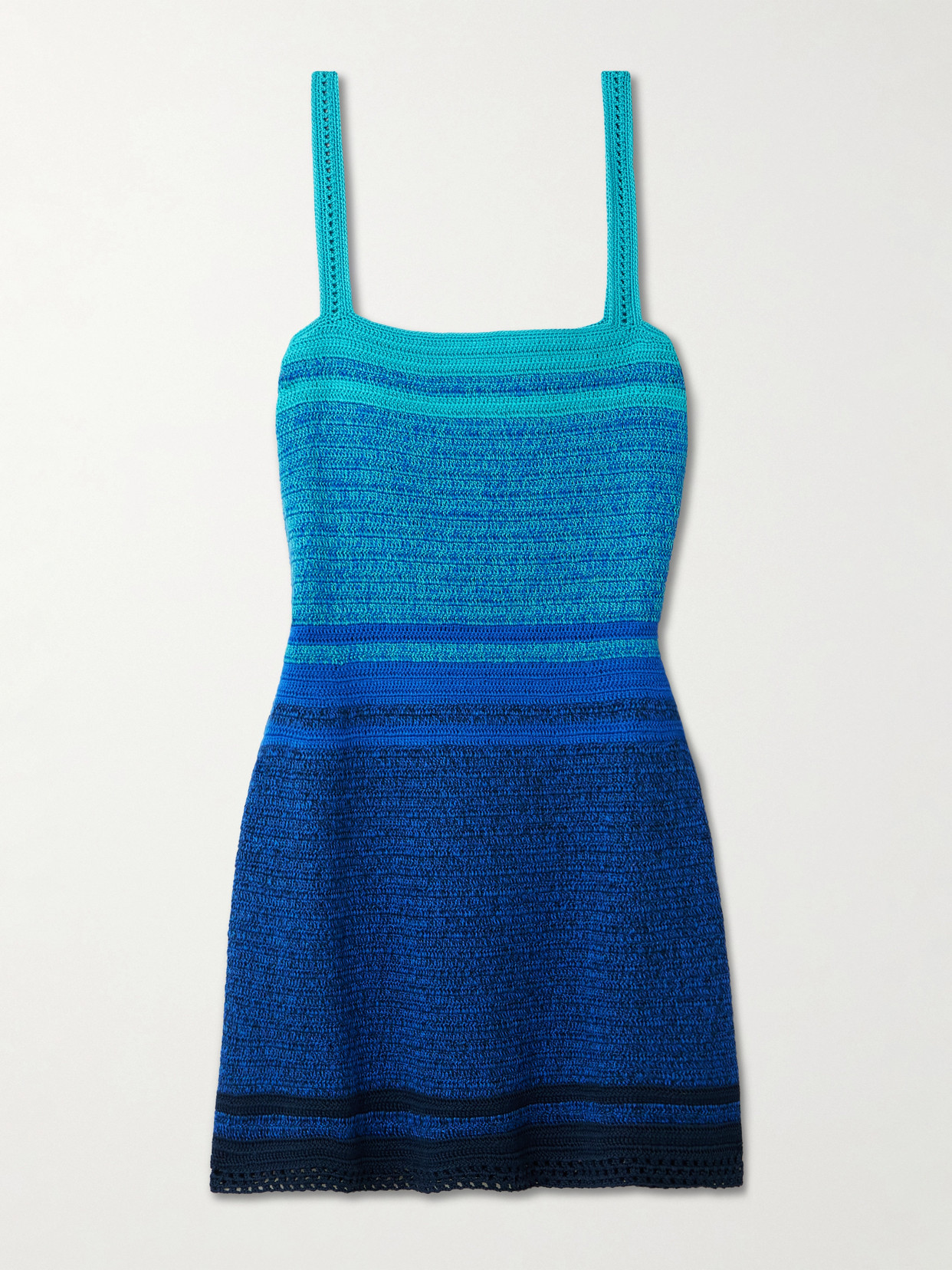 Escvdo Plumar Crocheted Cotton Mini Dress In Blue