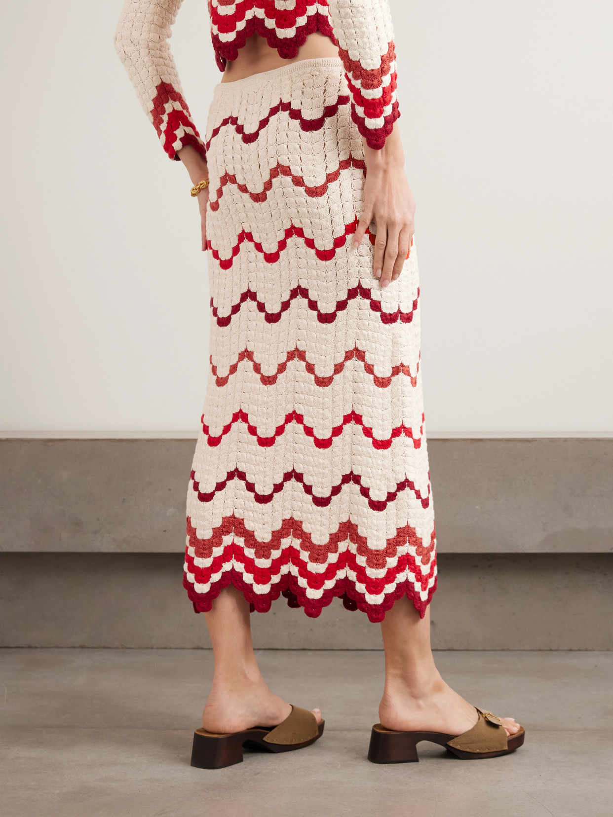 Safi Scalloped Crocheted Cotton Midi