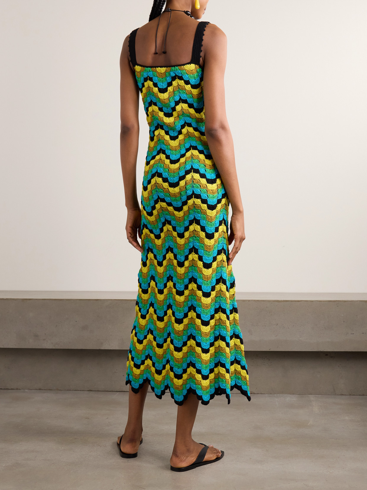 Escvdo Marea Scalloped Crocheted Cotton Maxi Dress In Multi