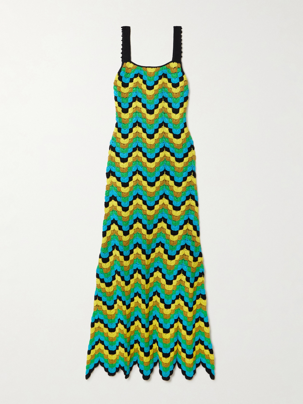Escvdo Marea Scalloped Crocheted Cotton Maxi Dress In Multi