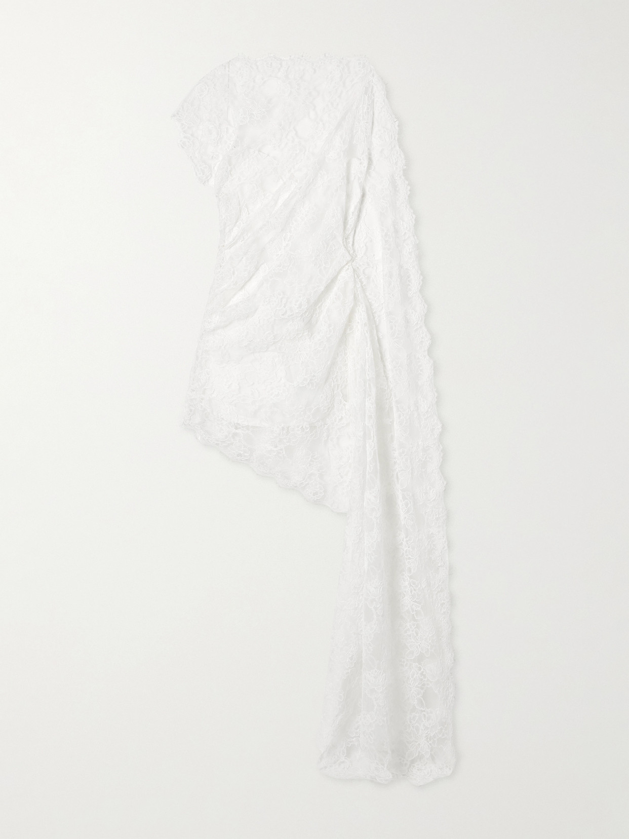 Christopher Esber Floating Backless Draped Lace Mini Dress In White