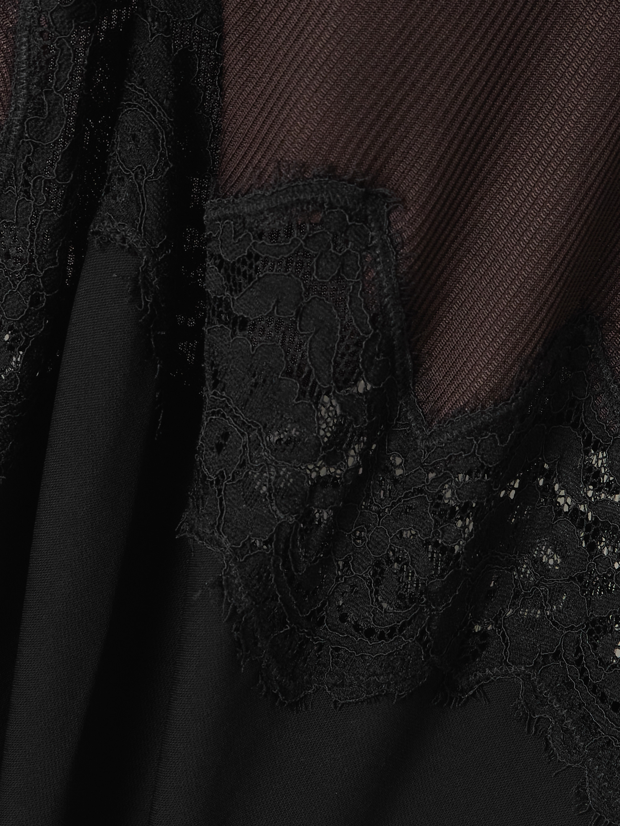 Twisted-front cutout lace-trimmed ribbed-knit and crepe gown — Image 8