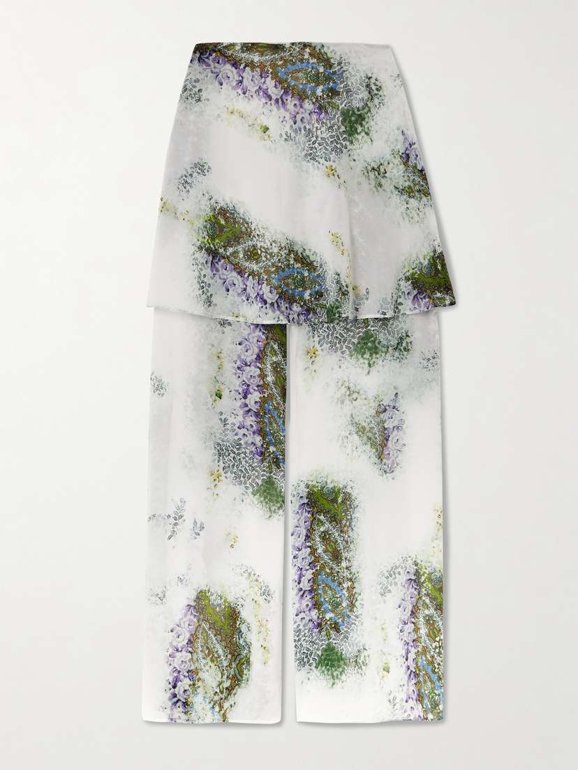 Christopher Esber Absence Layered Printed Silk-chiffon Wide-leg Pants
